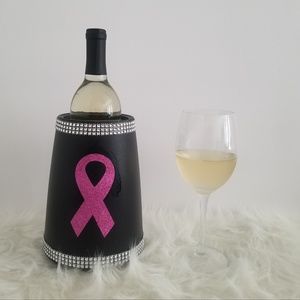 BLING GLITTER BREAST CANCER ACTIVE WINE COOLER